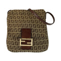 Fendi Zucchino Brown Gold Canvas Leather Shoulder Bag Pochette