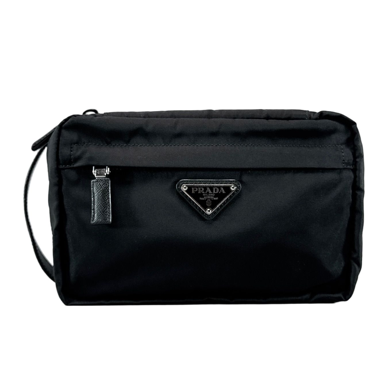 Prada Triangle Logo Clutch Travel Pouch Nylon