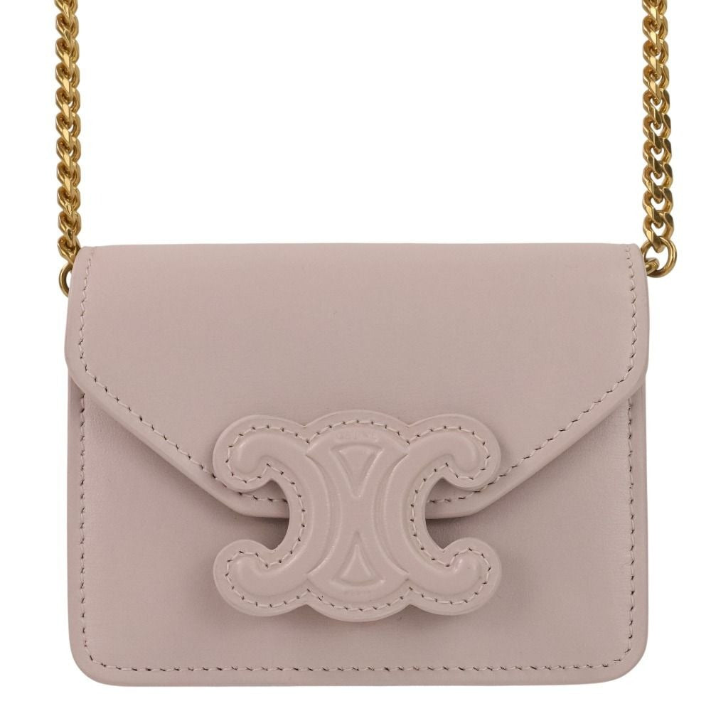 Celine Triomphe Chain Card Holder Mini Shoulder Bag Light Pink