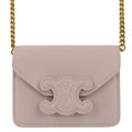 Celine Triomphe Chain Card Holder Mini Shoulder Bag Light Pink
