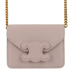 Celine Triomphe Chain Card Holder Mini Shoulder Bag Light Pink