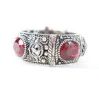 Gucci 925 Interlocking Flower Bangle with Colored Stones Silver Red 17 Total — view 2