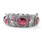 Gucci 925 Interlocking Flower Bangle with Colored Stones Silver Red 17 Total — view 3