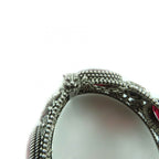 Gucci 925 Interlocking Flower Bangle with Colored Stones Silver Red 17 Total — view 8