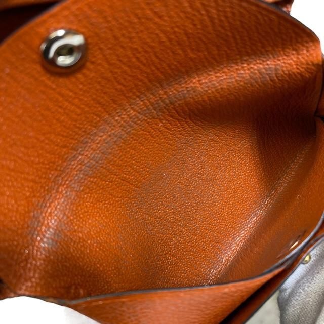 Hermes Calviduo Card Case Coin Pass Purse Foldable Chevre Orange — view 6