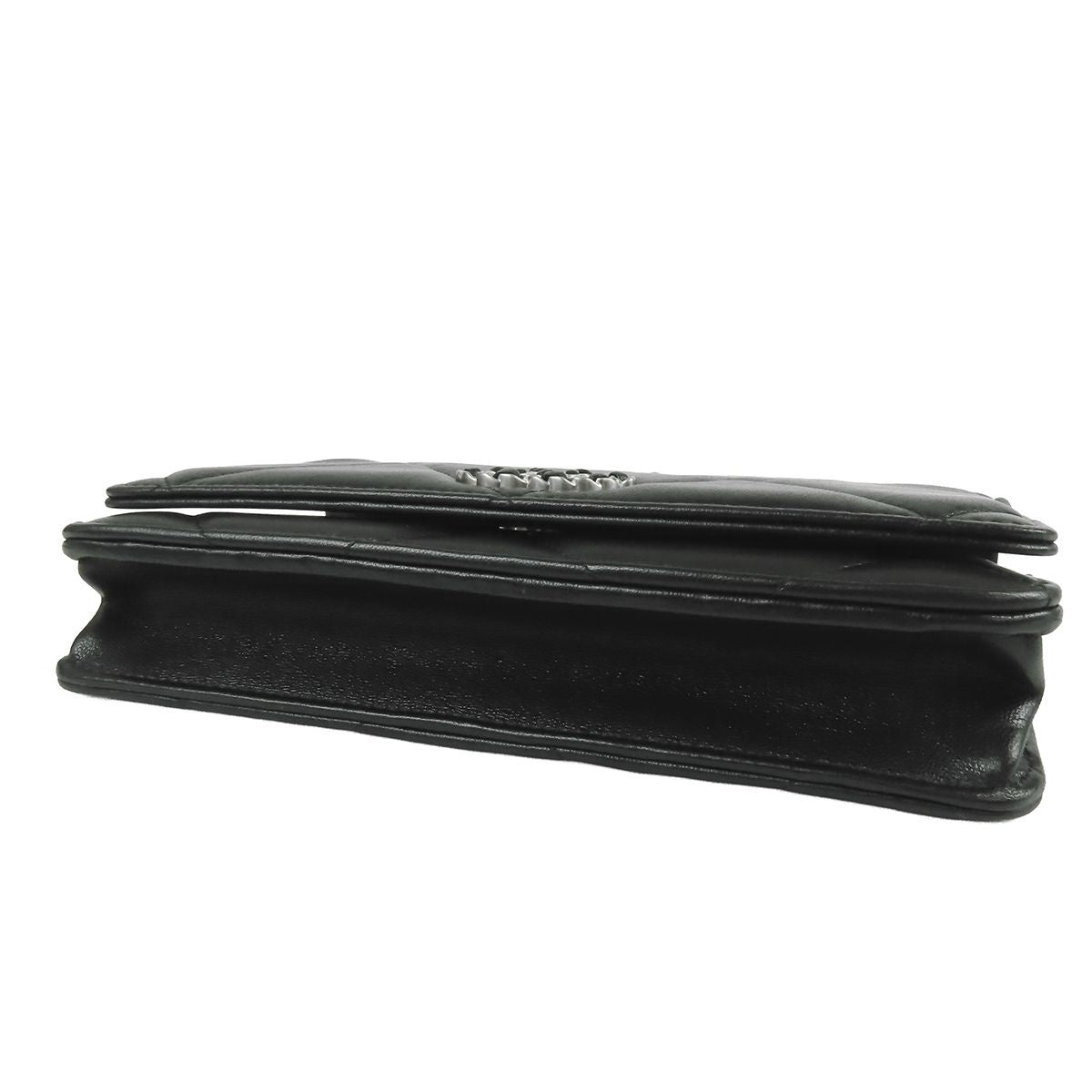 Chanel 19 Black Gold Silver Lambskin Quilted Wallet Pochette 2-Way Handbag Chain — view 3