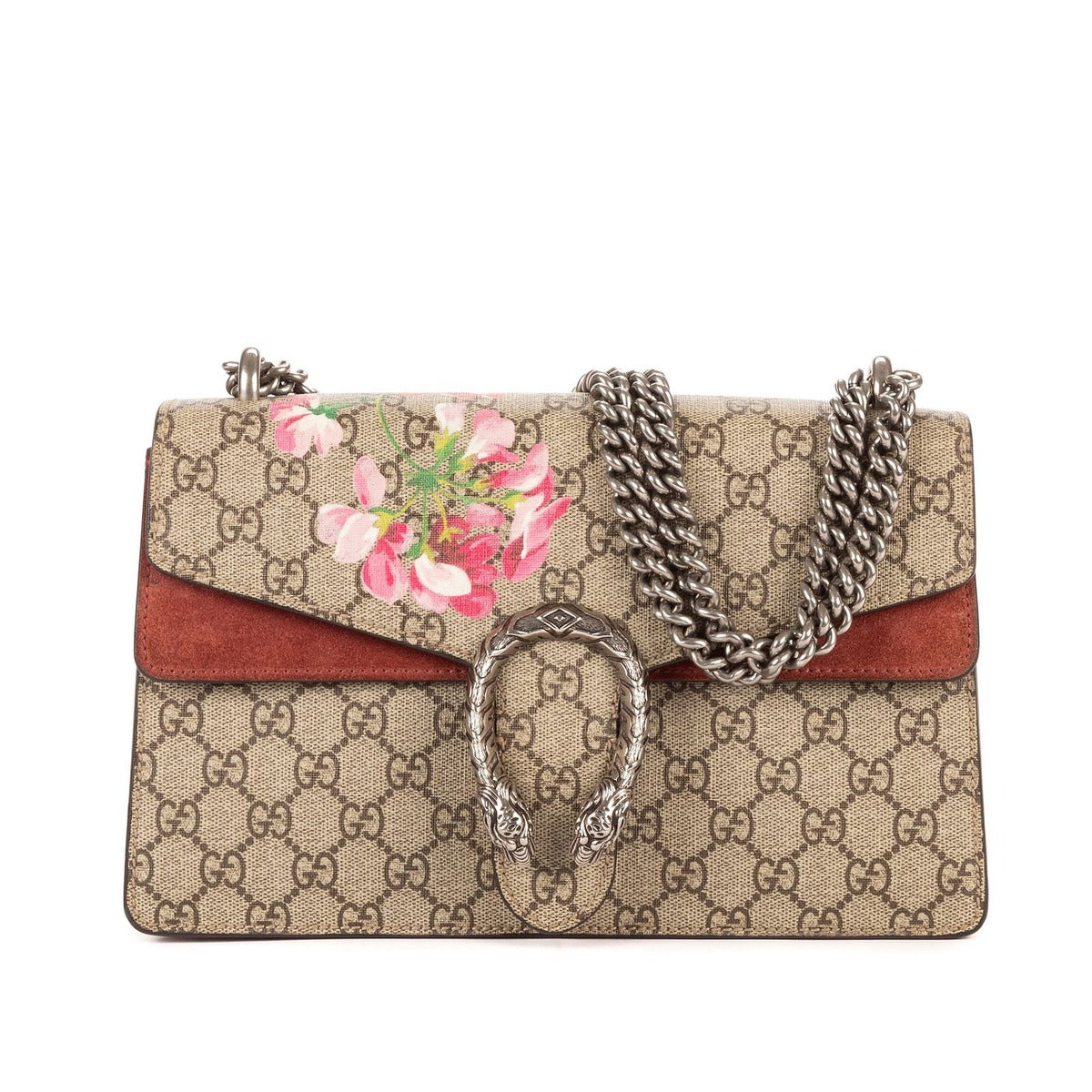 Gucci Blooms Dionysus Beige Burgundy Supreme Canvas Shoulder Bag