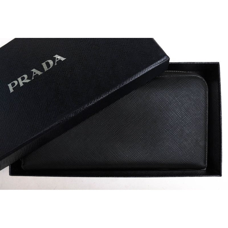 Prada Long Wallet Women Leather Black 2 Ml317 Portafoglio Lampo — view 8