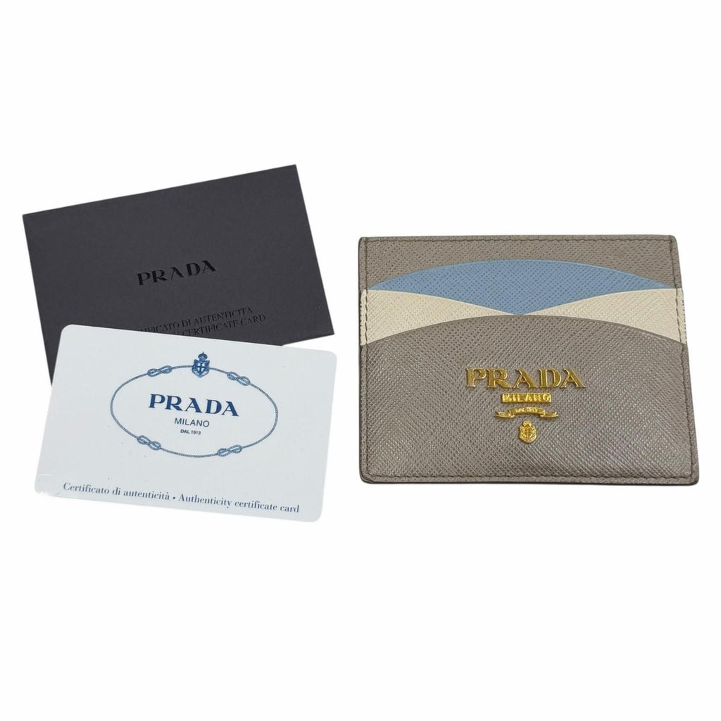 Prada Saffiano Leather Metal Logo Pass Case Business Card Holder — view 2