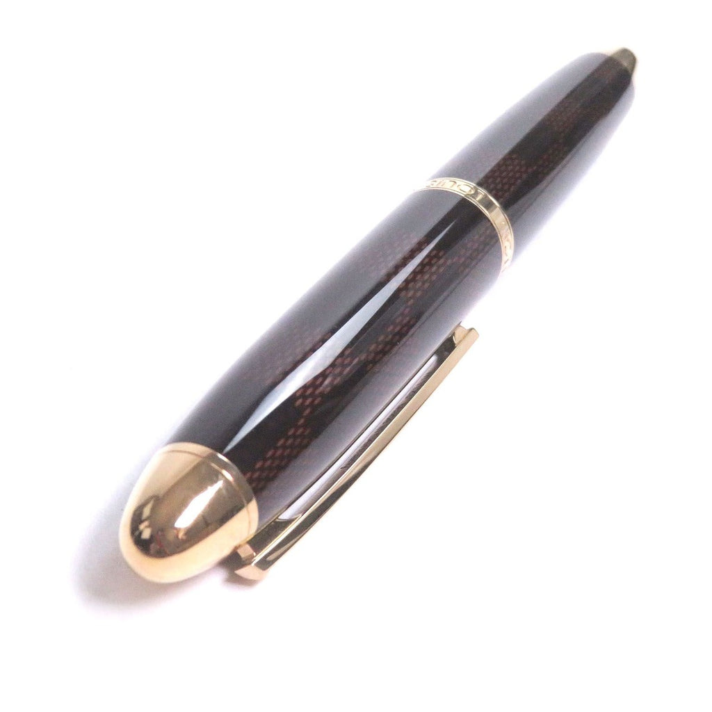 Louis Vuitton Grand Tour Damier Cap Type Ballpoint Pen Brown Gold Handwriting — view 2