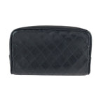Chanel Bicolor CC Logo Makeup Pouch Black Gold Leather Clutch