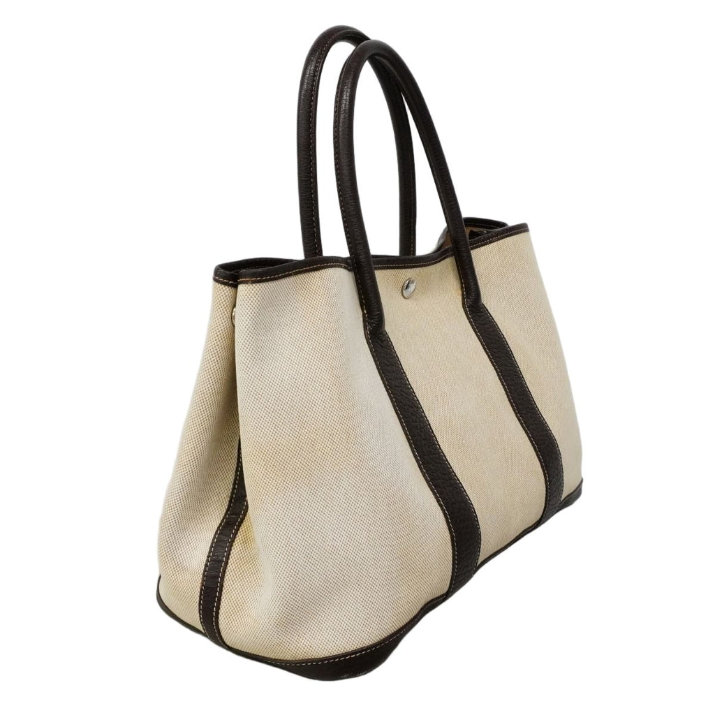 Hermes Tote Garden Party PM Toile Ash Brown Silver — view 2