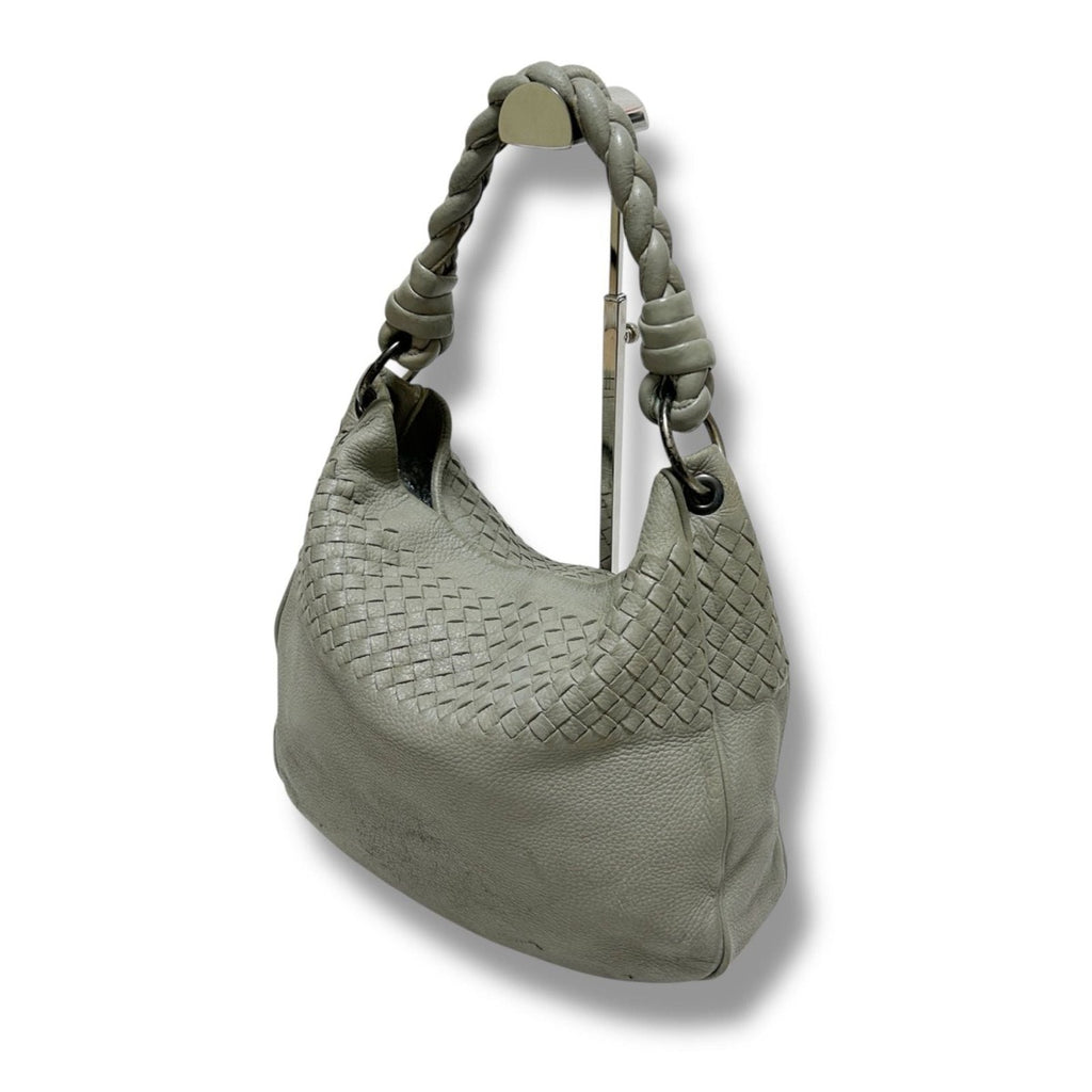Bottega Veneta One Shoulder Bag Intrecciato Leather Light Gray Braided — view 3