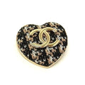Chanel B22K Coco Mark Tweed Heart Pin Brooch Badge Accessories