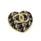 Chanel B22K Coco Mark Tweed Heart Pin Brooch Badge Accessories
