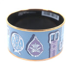Hermes Harnais Des Presidents XL Encres Enamel Bangle Breast Blue Gray Pink — view 2