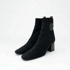 Hermes Volver Boots Short Shoes Fabric Leather Black Sock