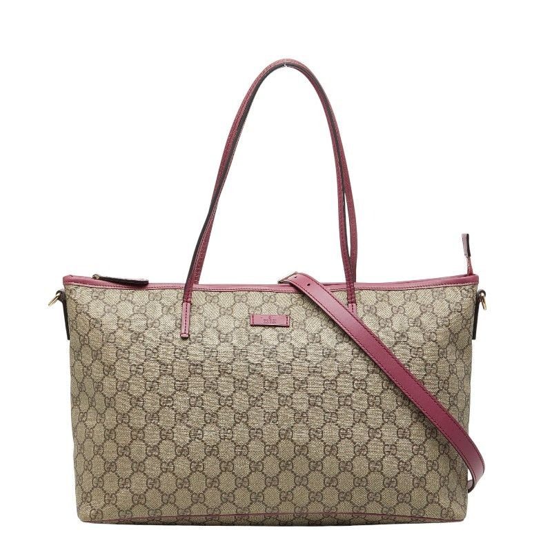 Gucci GG Supreme Tote Shoulder Bag 2-Way Green Canvas Leather