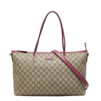 Gucci GG Supreme Tote Shoulder Bag 2-Way Green Canvas Leather