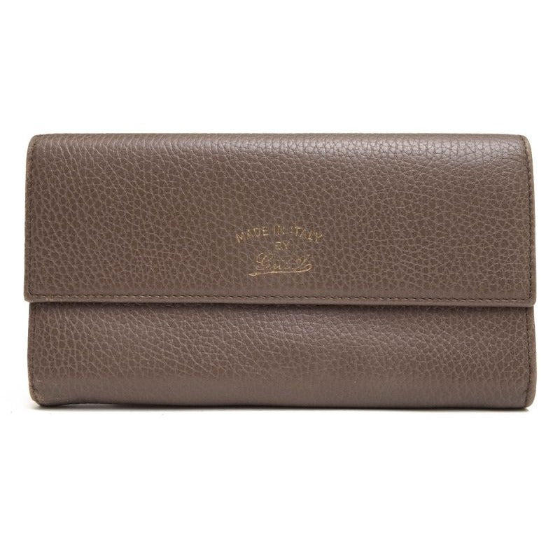 Gucci Long Wallet Women Leather Gray Swing with Coin Purse