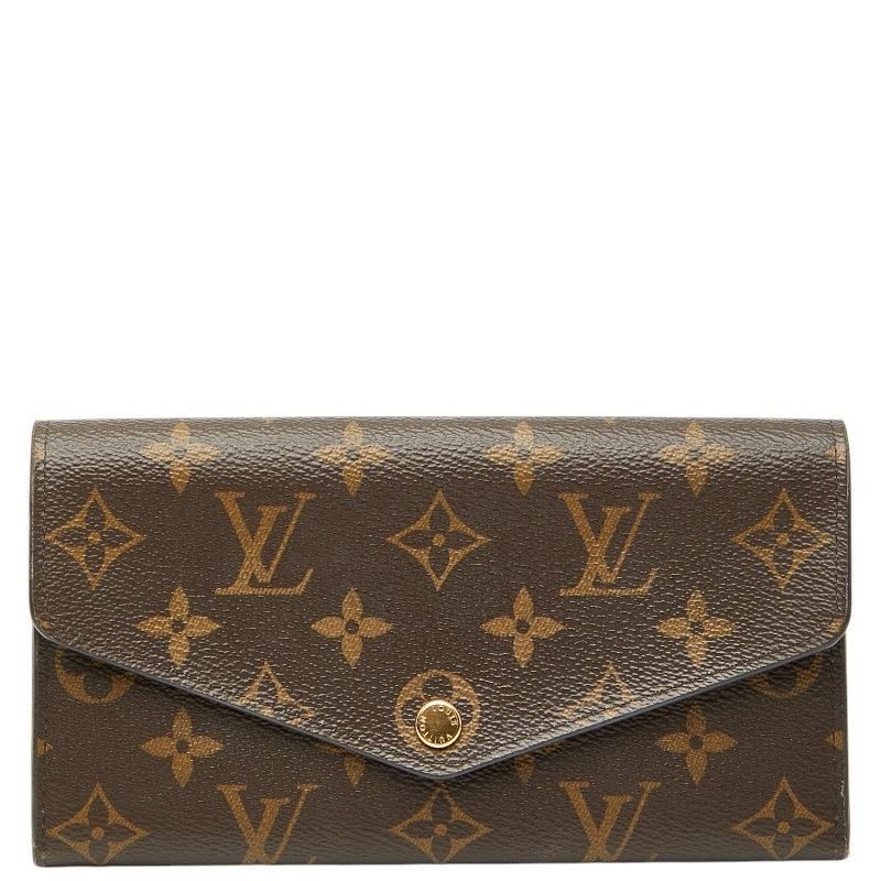 Louis Vuitton Monogram Portefeuille Sarah Wallet Brown Fuchsia Leather