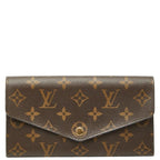 Louis Vuitton Monogram Portefeuille Sarah Wallet Brown Fuchsia Leather