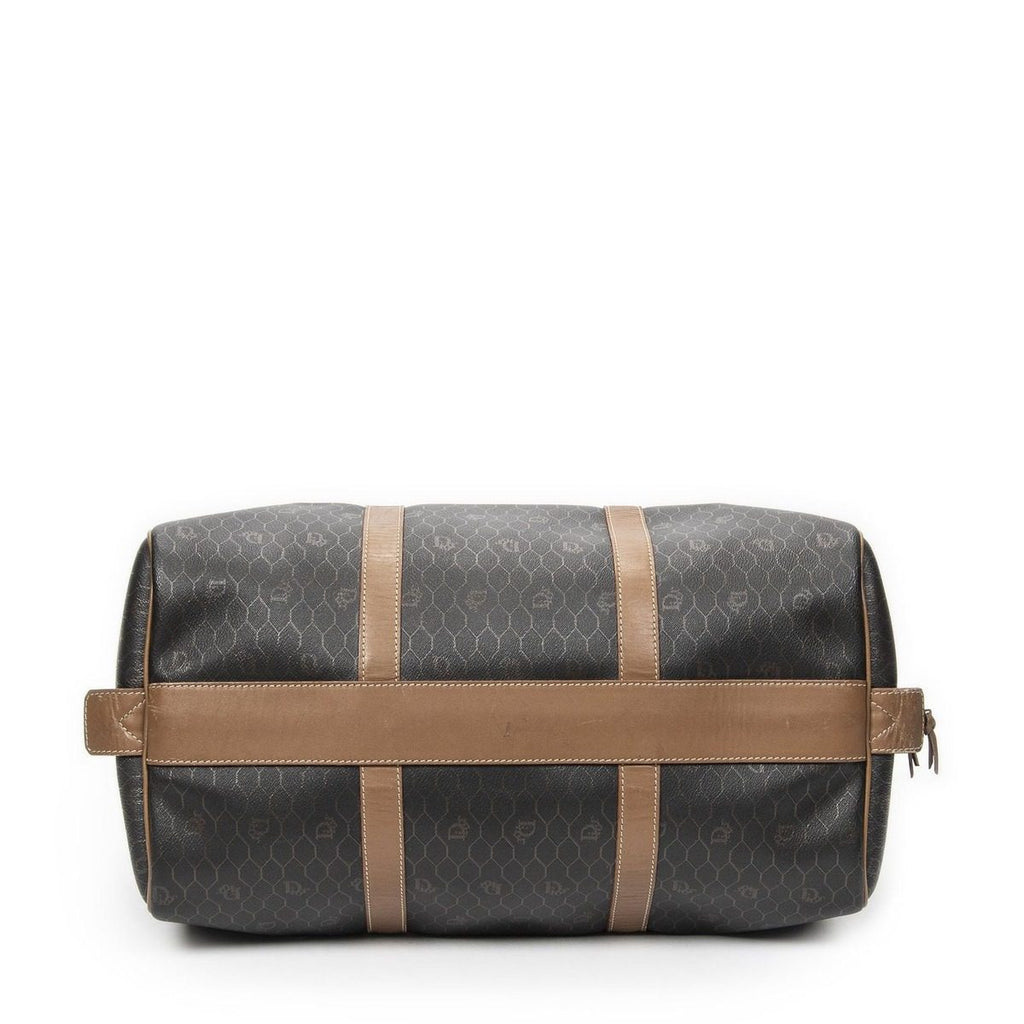 Dior Vintage Travel Boston Gray Brown Honeycomb Canvas Shoulder Bag — view 6