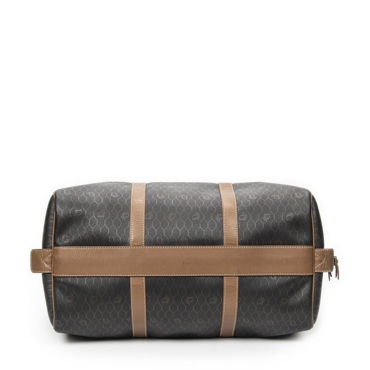 Dior Vintage Travel Boston Gray Brown Honeycomb Canvas Shoulder Bag — view 6