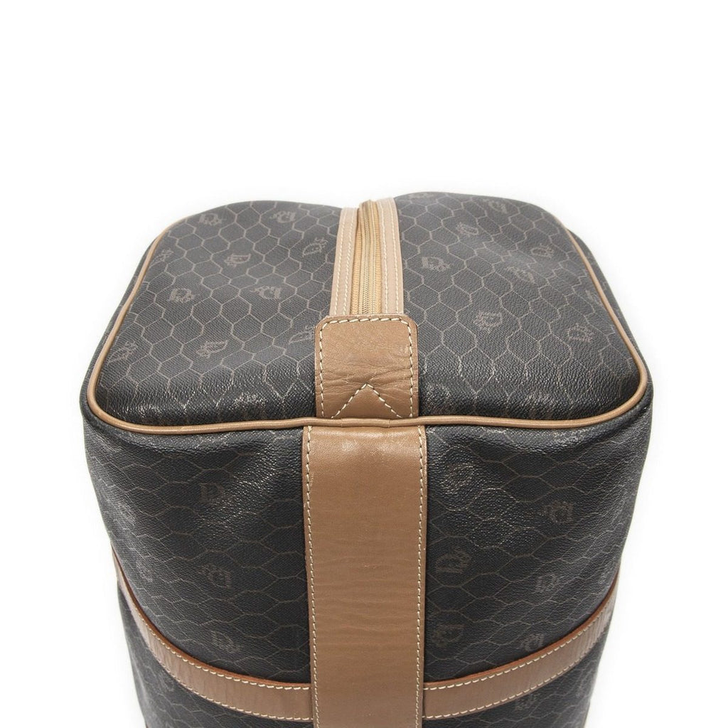 Dior Vintage Travel Boston Gray Brown Honeycomb Canvas Shoulder Bag — view 7