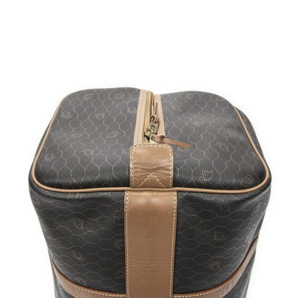 Dior Vintage Travel Boston Gray Brown Honeycomb Canvas Shoulder Bag — view 8