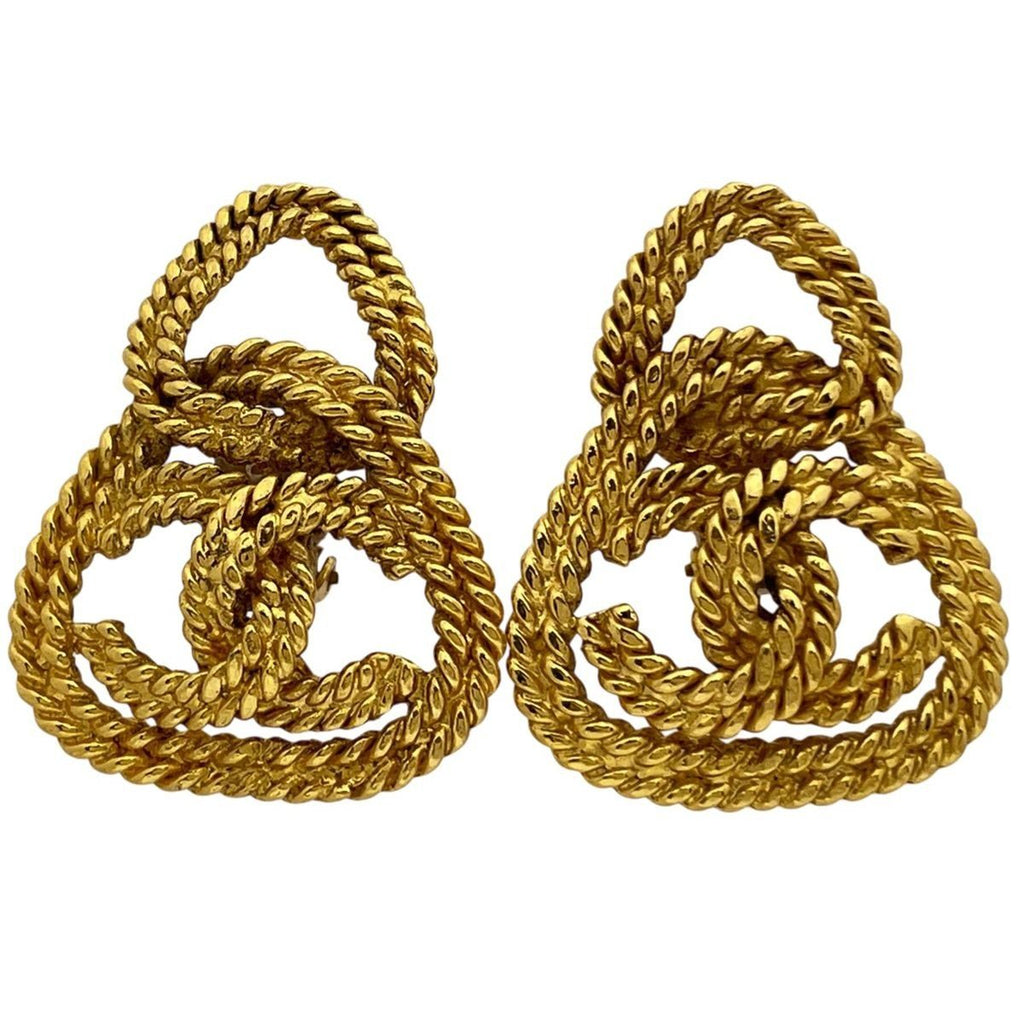 Chanel CC Logo Earrings Gold Plated