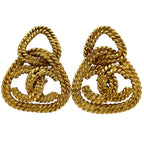 Chanel CC Logo Earrings Gold Plated