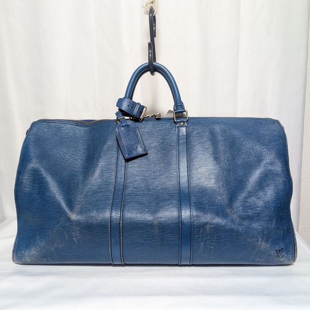 Louis Vuitton Keepall 55 Epi Toledo Blue Boston Bag Leather