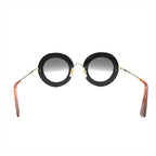 Gucci L'aveugle Paramor Round Frame Sunglasses Eyewear Gold Black — view 4