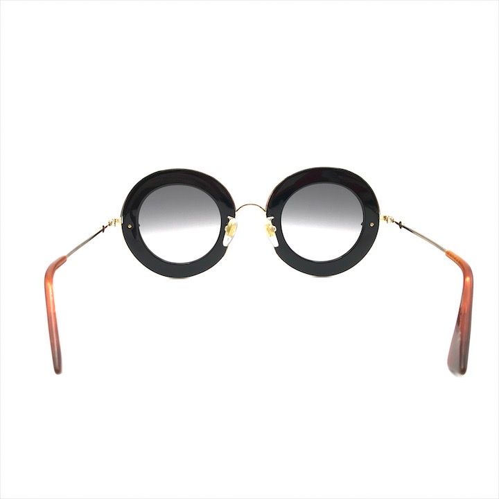 Gucci L'aveugle Paramor Round Frame Sunglasses Eyewear Gold Black — view 4