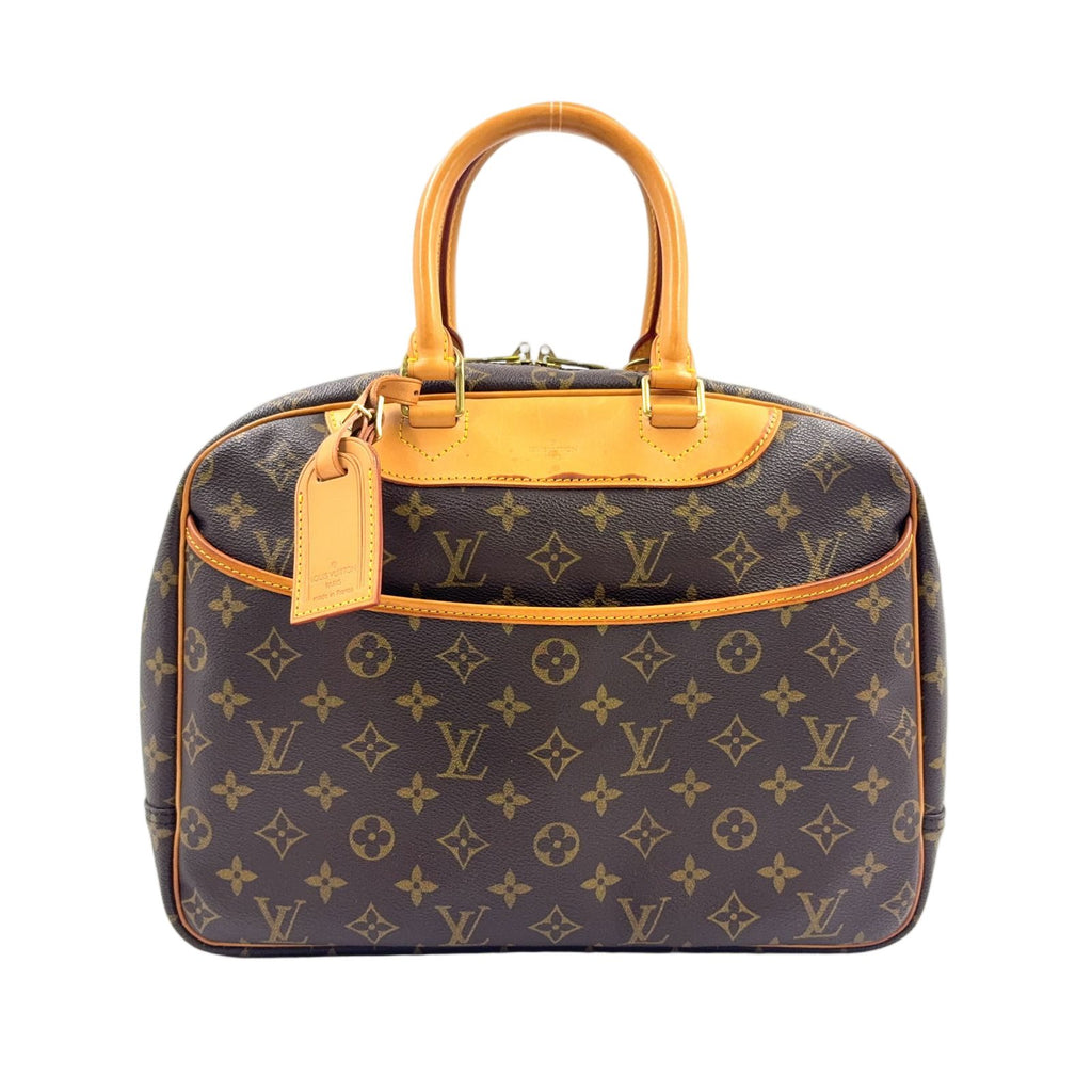 Louis Vuitton Deauville Bowling Vanity Monogram Leather Brown Light Handbag Gold