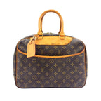 Louis Vuitton Deauville Bowling Vanity Monogram Leather Brown Light Handbag Gold