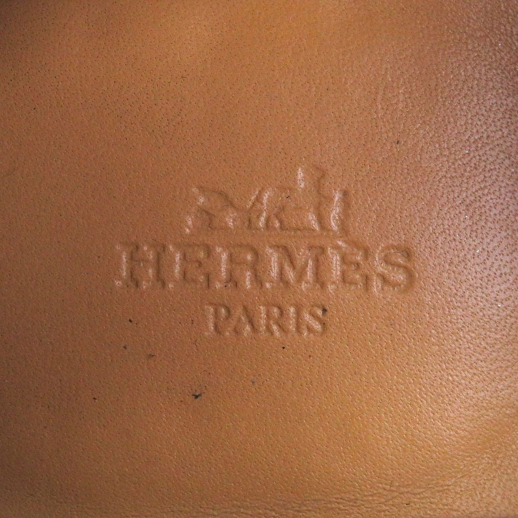 Hermes Leather Constance H Logo Silver Moccasins Loafers Flat Shoes Brown 46 — view 8