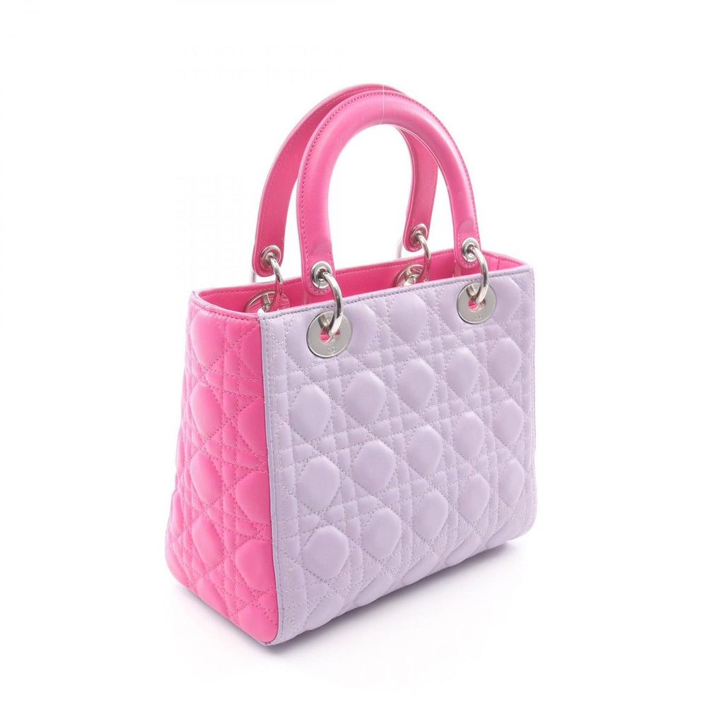 Dior Handbag Lady Pink Lavender Leather Cannage 2-Way Tote — view 2