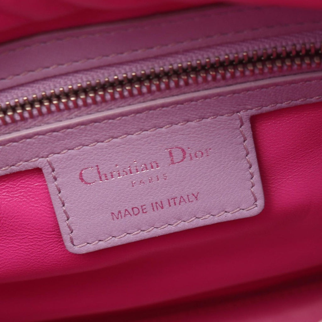 Dior Handbag Lady Pink Lavender Leather Cannage 2-Way Tote — view 4