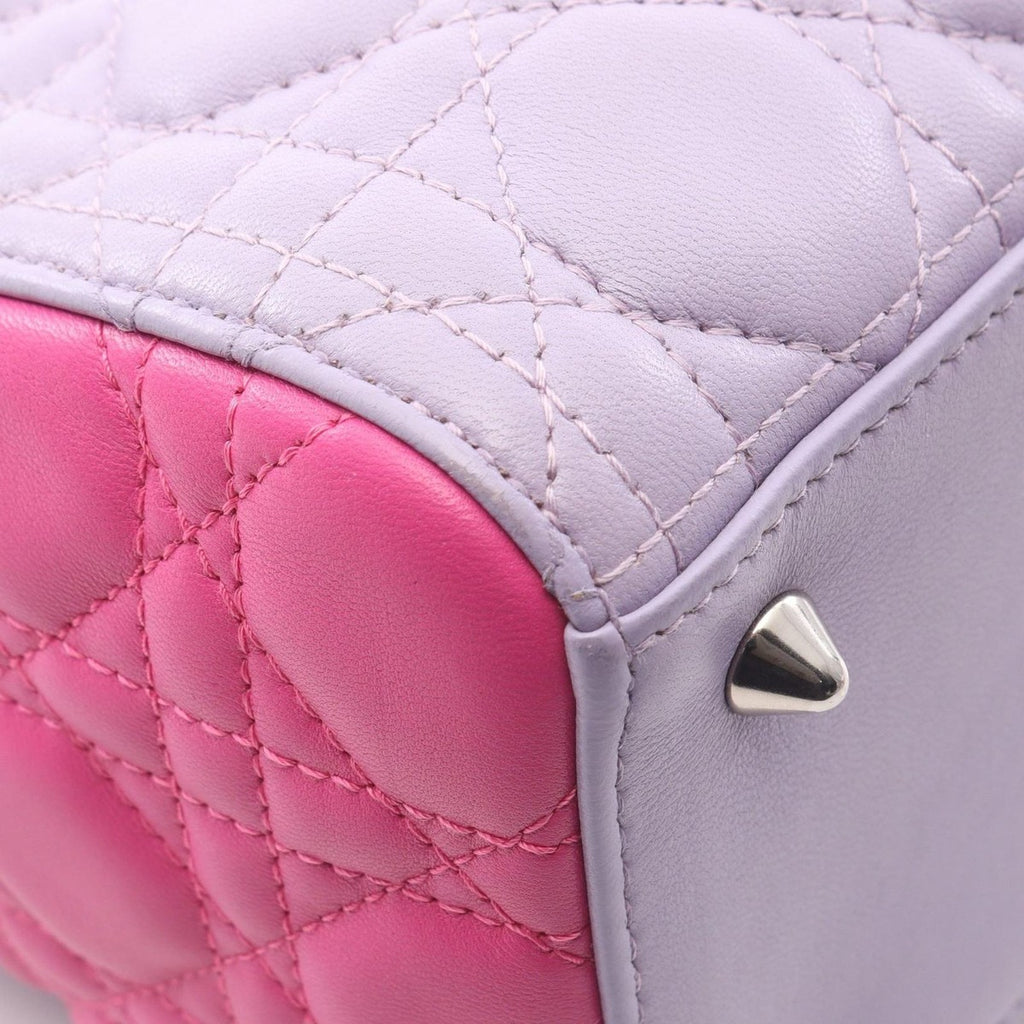 Dior Handbag Lady Pink Lavender Leather Cannage 2-Way Tote — view 5