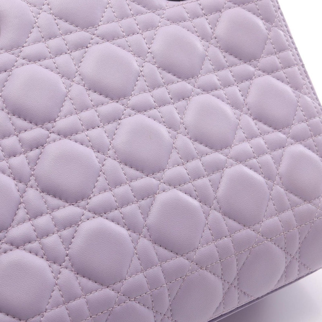 Dior Handbag Lady Pink Lavender Leather Cannage 2-Way Tote — view 6