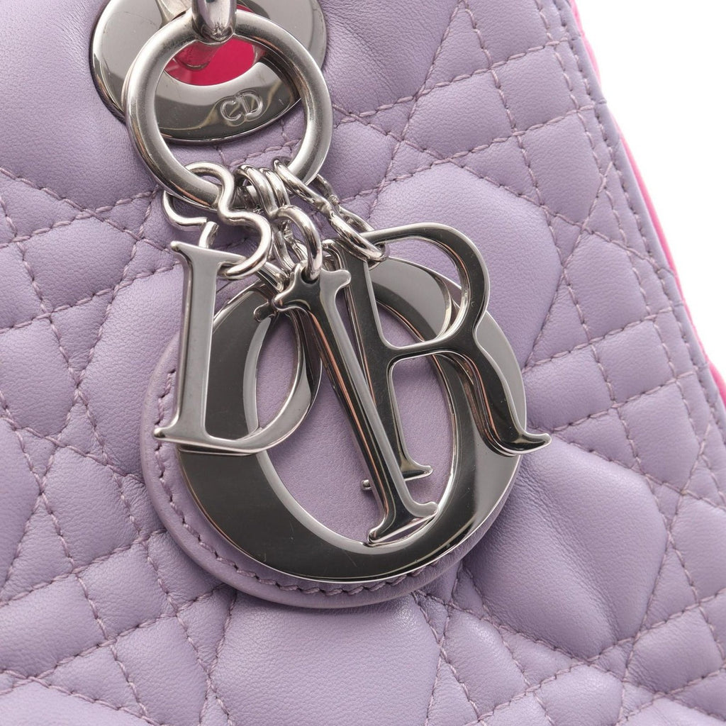 Dior Handbag Lady Pink Lavender Leather Cannage 2-Way Tote — view 7