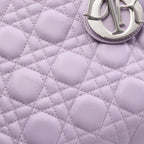Dior Handbag Lady Pink Lavender Leather Cannage 2-Way Tote — view 8