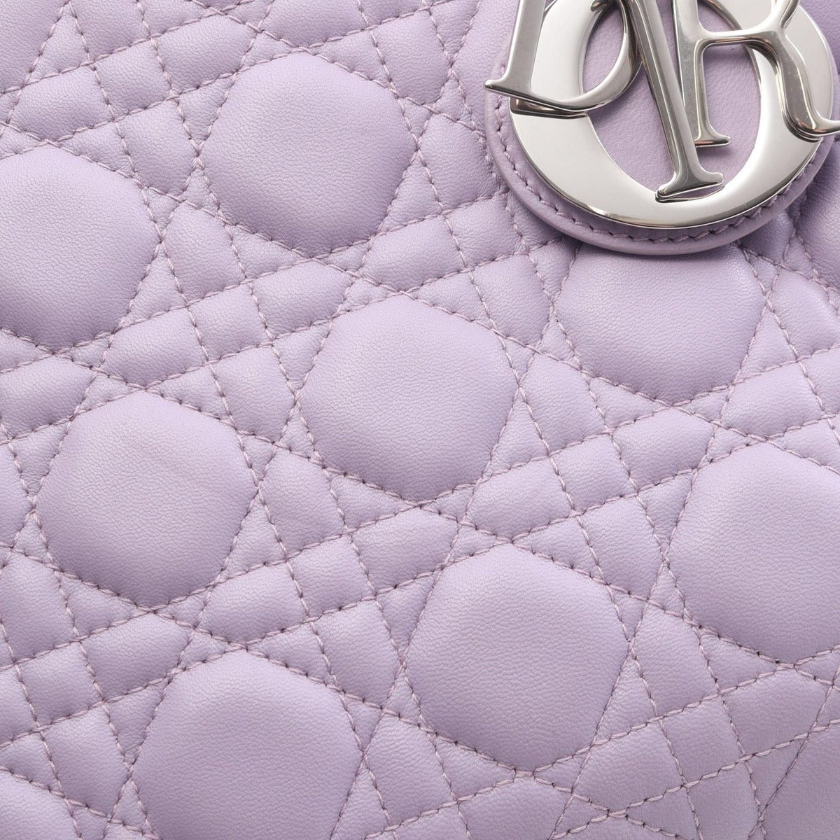 Dior Handbag Lady Pink Lavender Leather Cannage 2-Way Tote — view 8