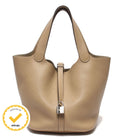 Hermes Handbag Silver Taurillon Clemence Picotin Lock PM