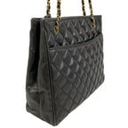 Chanel Shoulder Bag Quilted Lambskin Black Gold — view 2