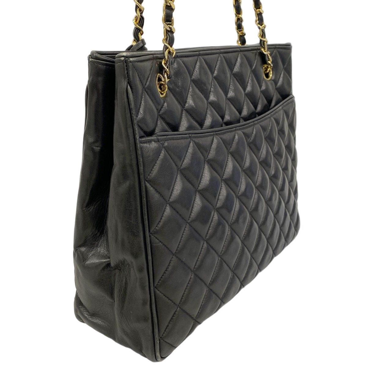 Chanel Shoulder Bag Quilted Lambskin Black Gold — view 2