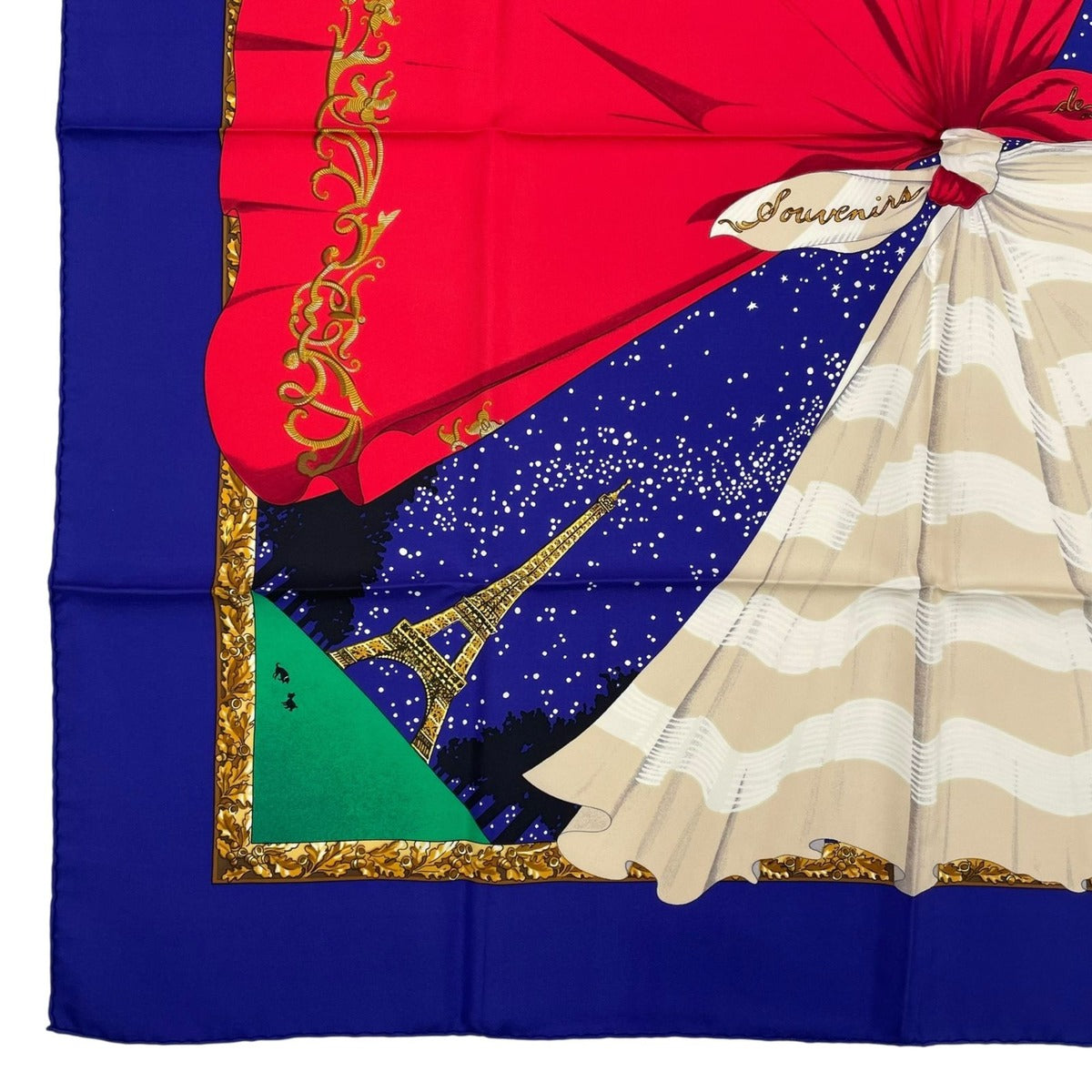 Hermes Scarf Silk Carre 90 Souvenirs de Paris Memories of Eiffel Tower — view 4
