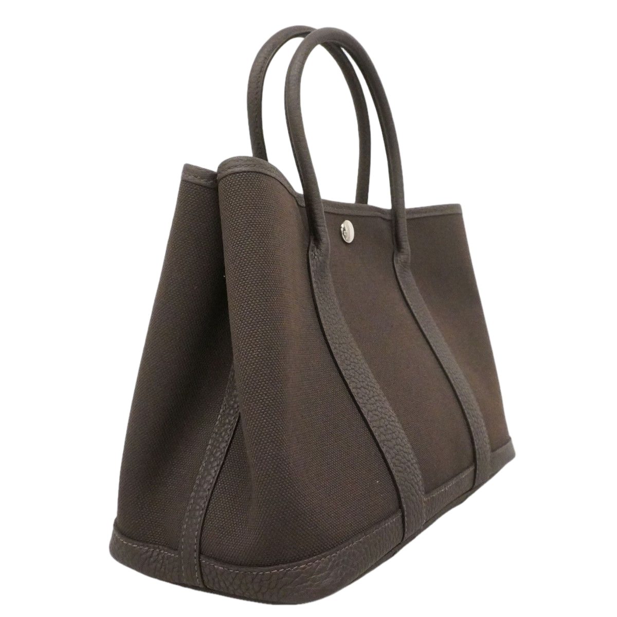 Hermes Handbag Garden Party TPM Toile Military Ebene Silver — view 2